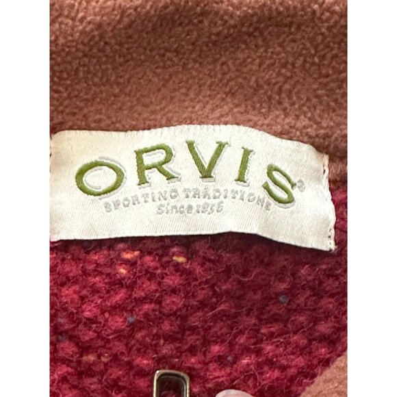 Orvis Men's Large Red Wool Blend Half Zip Sweater - Picture 4 of 9